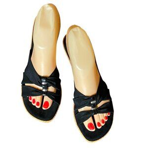 Italian Shoemakers Women's Black Wedge Sandal Sz 7 #339A